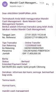 Bukti Bayar Bio Septic Tank Kirim ke Karadenan Cibinong Bogor